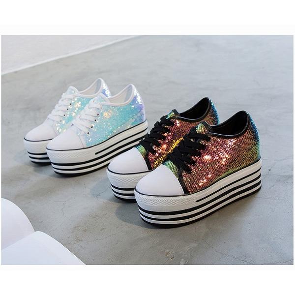 シューズ スニーカー プラットフォームシューズ 厚底 ハイヒール インヒール 運動靴 スパンコール キラキラ かわいい かっこいい Gd Girls Dream 通販 Yahoo ショッピング
