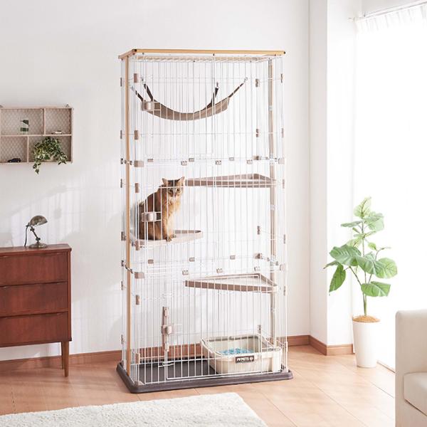 キャットサークル キャットケージ 猫用 3段 ナチュラル 猫 ケージ