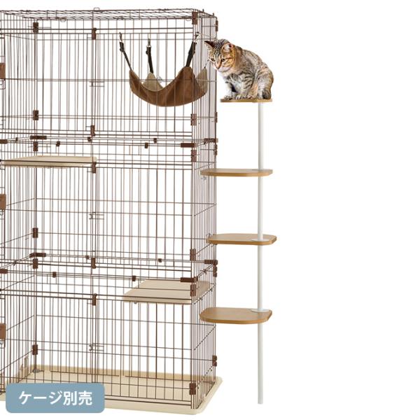 キャットケージの横に取り付けできる猫用ステップ4段■備考:■キャットサークル横に設置できる猫用ステップ4段サークルの上に登るための猫用ステップです。サークル上にクッションなど置いてあげることでサークル上も有効活用できます。■商品サイズ:幅5...