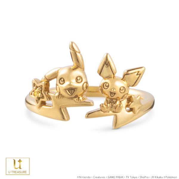 ポケモン グッズ ピカチュウ＆ピチュー リング 指輪 アクセサリー フォークリング シルバー（イエローゴールドコーティング） レディース 女性 プレゼント