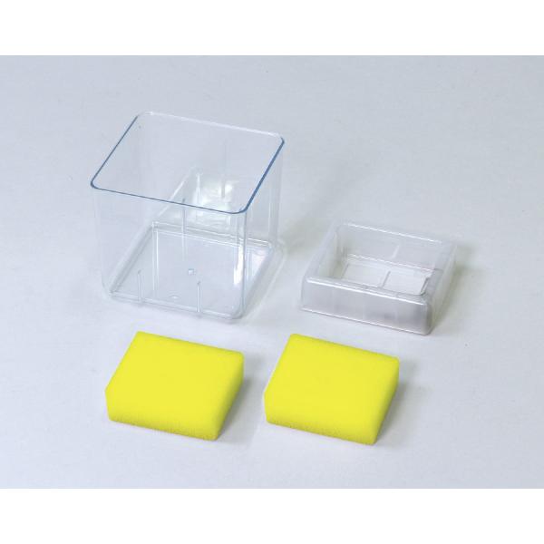 商品説明:水耕栽培が出来る容器です。生物の育成に役立つ商品です。  商品サイズ:組立時：100×105×90mm、スポンジ：70×62×25mm 包装形態:紙箱 包装サイズ:90×110×60 重量:184g セット部品:水耕栽培ユニット容...