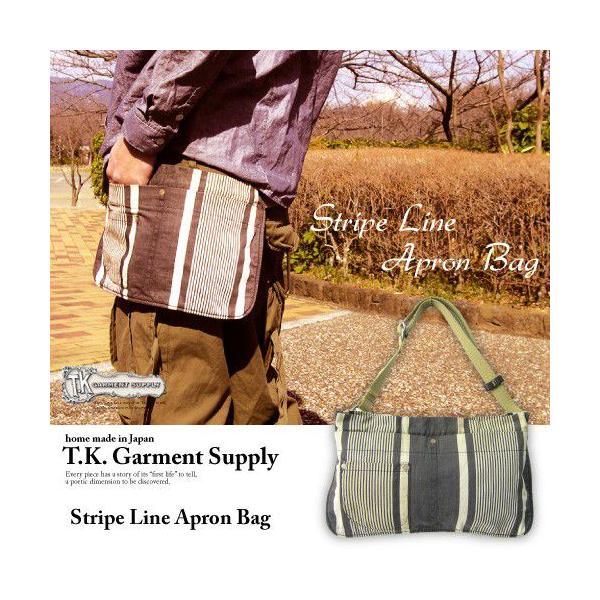 ウエストバッグ メンズ レディース TK.Garment Supply ストライプエプロンバッグ ベッドシーツ ビンテージリメイク ハンドメイド日本製