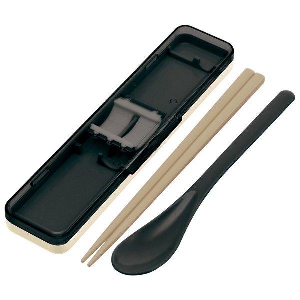 スケーター 音の鳴らないコンビセット Ag+ 銀イオン 抗菌 CCS3SAAG 箸 スプーン セット 18cm レトロフレンチカラー ブラック 食洗機OK 日本製