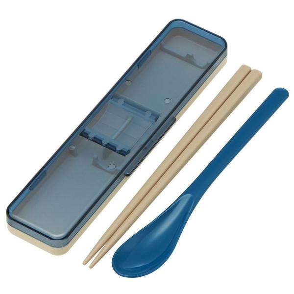スケーター 音の鳴らないコンビセット Ag+ 銀イオン 抗菌 CCS3SAAG 箸 スプーン セット 18cm レトロフレンチカラー ネイビー 食洗機OK 日本製