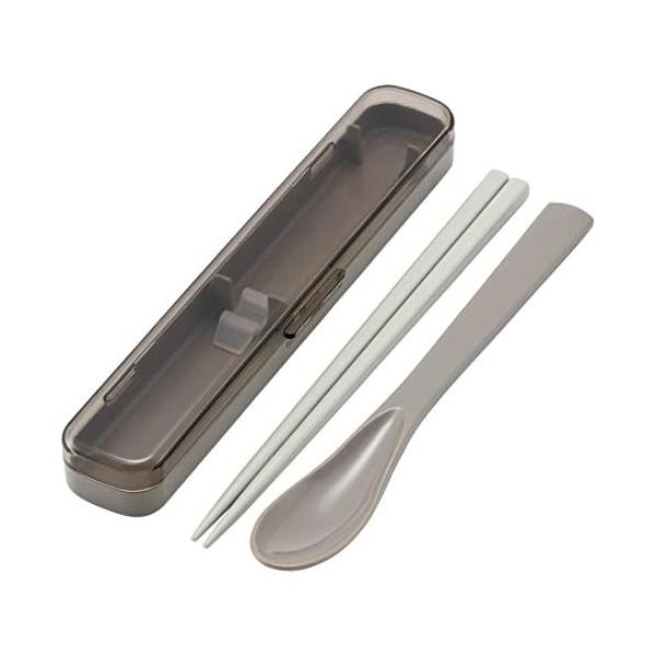 スケーター 音の鳴らないスリムコンビセット Ag+ 銀イオン 抗菌 CAC1AAG 箸 スプーン セット 18cm モーブグレー 食洗機OK 日本製