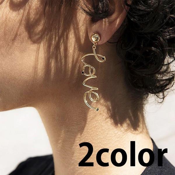 Love 文字 ピアス ラブ レディース 揺れる メタル ゴールド シルバー ブラック ラインストーン アクセ アクセサリー かわいい カジュアル デイリー 母の日 P232 アクセサリー レディース通販glam 通販 Yahoo ショッピング