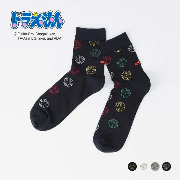 ドラえもん メンズ 靴下 ドラえもんフェイス ドット クルー丈 カジュアル ソックス 男性 キャラクター 02462114
