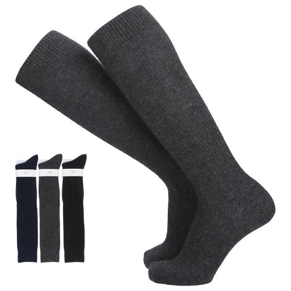 DAKS ダックス 靴下 ハイソックス 履き口ゆったり カシミヤ混 細リブ