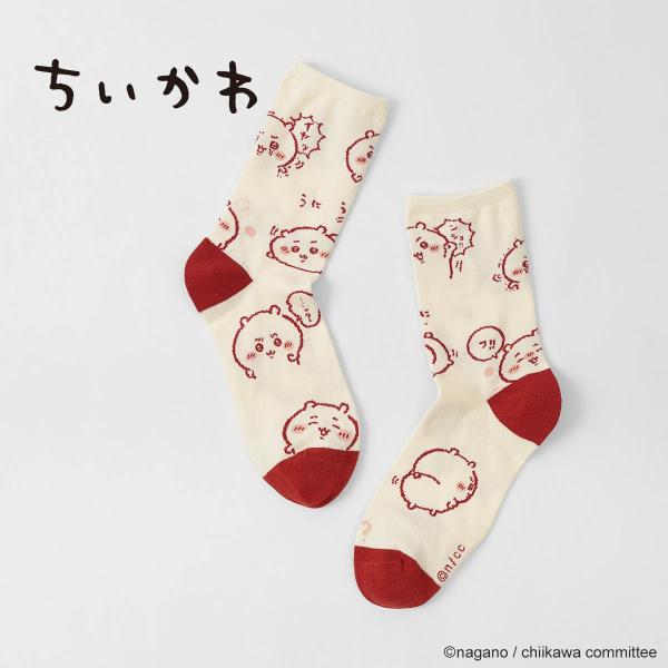 ちいかわ ソックス ちいかわ総柄 靴下 レディース クルー丈 キャラクター アニメ キャラソックス 最短翌日発送 03197027