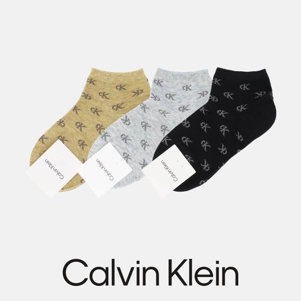 カルバンクライン スニーカー丈 ソックス レディース CK総ロゴ 靴下 女性 Calvin Klein 03267020