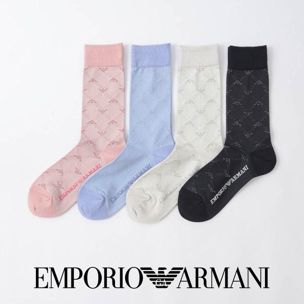 33％OFF エンポリオ アルマーニ ソックス レディース レーヨンシルク混 モノグラム クルー丈 日本製 靴下 女性 EMPORIO ARMANI 03440101