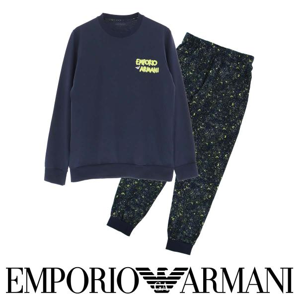 50%OFF エンポリオ アルマーニ 部屋着 上下セット SPARKRING STARS PYJAMAS ストレッチコットン パジャマ 巾着バッグ付き メンズ EMPORIO ARMANI 54095964