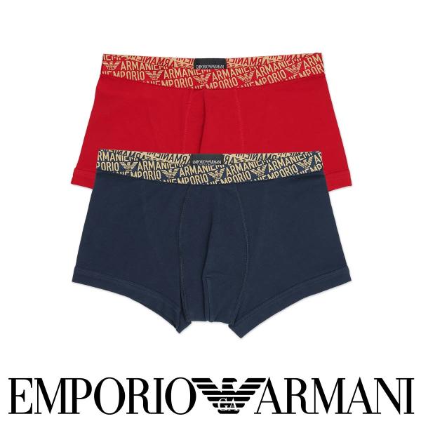 50%OFF ボクサーパンツ 2枚セット エンポリオ アルマーニ 前閉じ ALL OVER シャイニーロゴバンド TRUNK メンズ 男性 EMPORIO ARMANI SHINY LOGOBAND 54095980