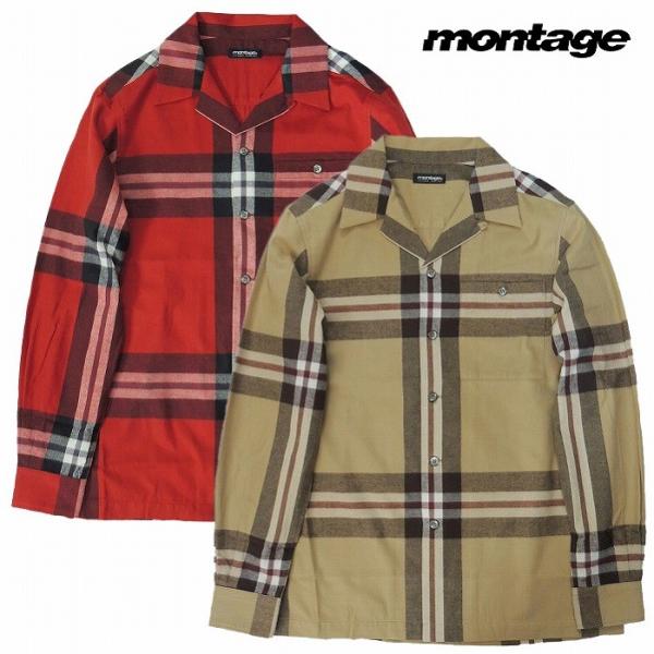 半額セール montage モンタージュ ネルシャツ 長袖シャツ 開襟シャツ BIG B CHECK SHIRT