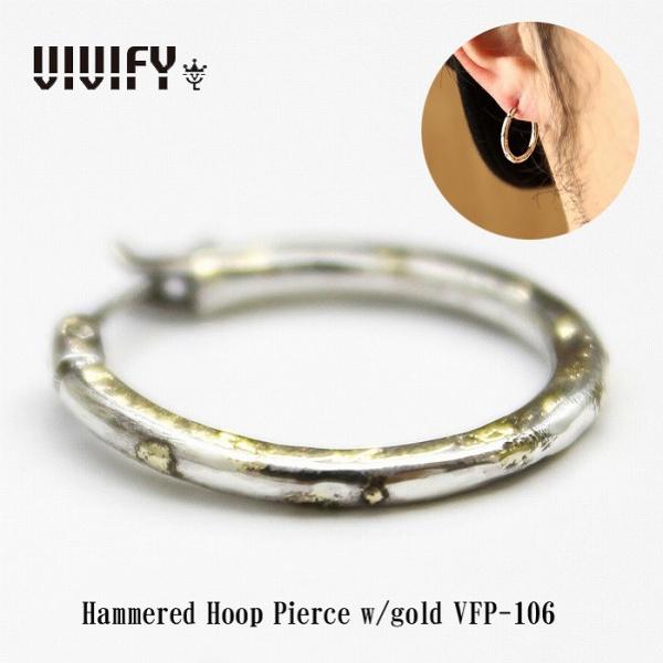 ビビファイ VIVIFY ピアス フープ シルバーHammered Hoop Pierce w/gold 受注生産
