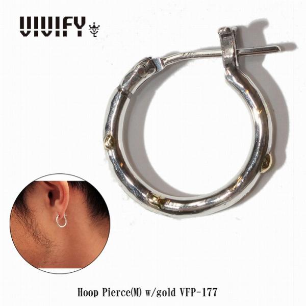 VIVIFY ビビファイ フープ ピアス シルバーHoop Pierce（M）w/gold