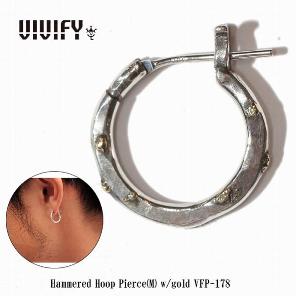 ビビファイ VIVIFY フープ ピアス シルバーHammered Hoop Pierce（M）w/gold