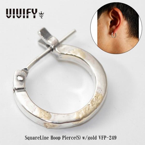 ビビファイ VIVIFY ピアス シルバー SquareLine Hoop Pierce(S) w/gold