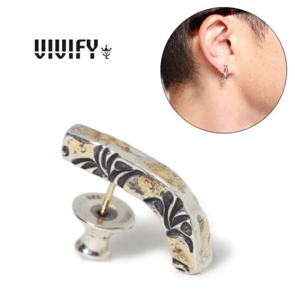 ビビファイ VIVIFY ピアス シルバー Side Arabesque Bent Bar Pierce w/gold