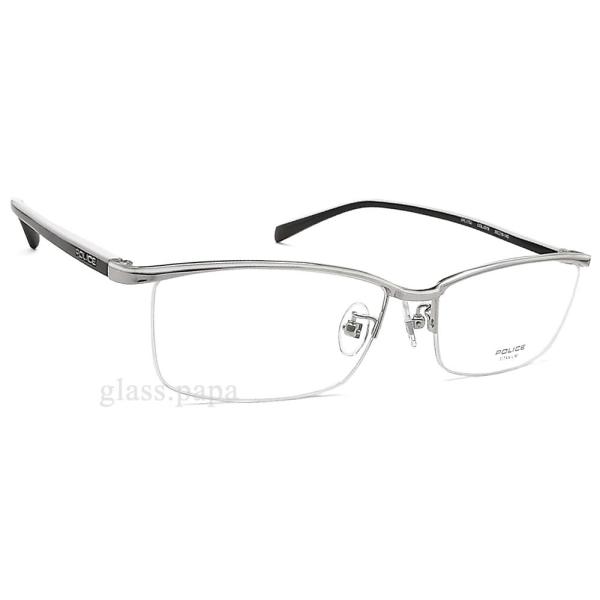 特価正規販売店 新しい ポリス 青色光カット Police メガネ Vpl175j 0579 Vpl175j 0579 眼鏡 ブランド 伊達メガネ 伊達メガネ 度付き 青色光カット パソコン用 メンズ レディース 男性用 女性用 シルバー メタル Police1750579 グラスパパ店
