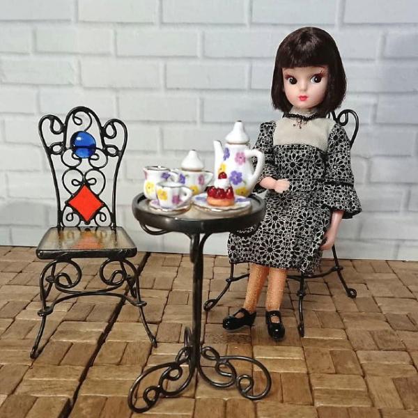 1/6ドール用 ミニチュア テーブルセット ステンドグラス リカちゃん 