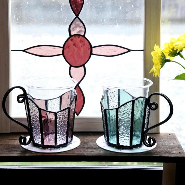 ステンドグラス キャンプ 紙コップ ホルダー キャンドル カバー 植物 プランター 単品or２個セット