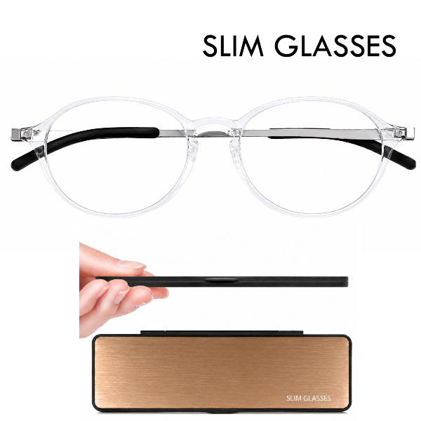 SLIM GLASSES スマホよりうすいモバイル老眼鏡 ブルーライトカット メガネ 薄型専用ケース付