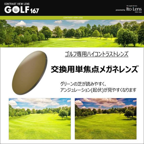 交換用メガネレンズ 度なし・度つき ゴルフ専用ハイコントラストレンズ  メガネ