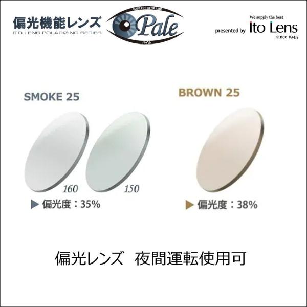 ■屈折率1.50/1.60■設計　球面■度付き　ノンコート（コート無し）・ハードコート(1.50のみ)・HMC・　硬質コート(1.60のみ)・ネッツペック（1.60のみ）■夜間運転可■偏光カラー　ブラウン・グレー　濃度25■屈折率により製作...