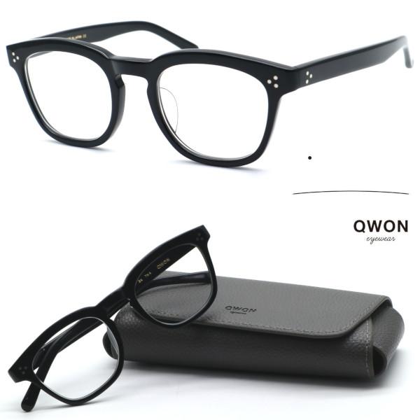 QWON】クヲン model:TWA col.BK メガネ 度付又は度無レンズセット
