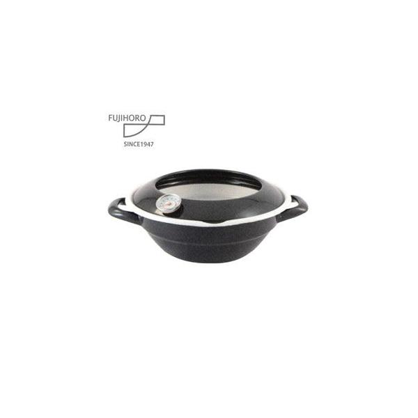 富士ホーロー　天ぷら鍋(温度計付)　24cm(2.8L)　TP-24　BK