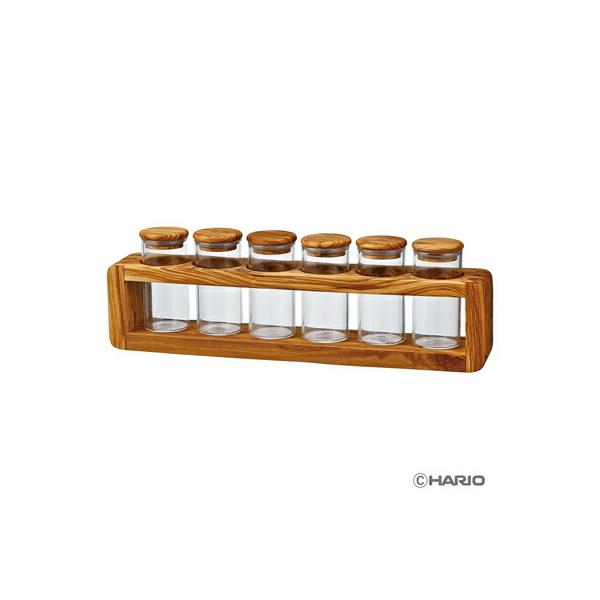 HARIO　ハリオ　オリーブウッドスパイスストッカー　6個セット　SPS-6-OV　調味料　コーヒー　キッチン収納