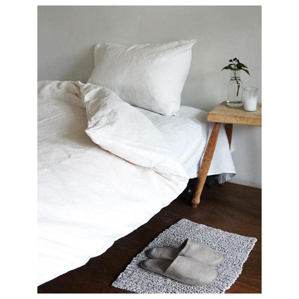 fog linen work リネンコンフォーターダブル ホワイト CHECK＆STRIPE / fog linen work リネンコンフォーターケース ダブル