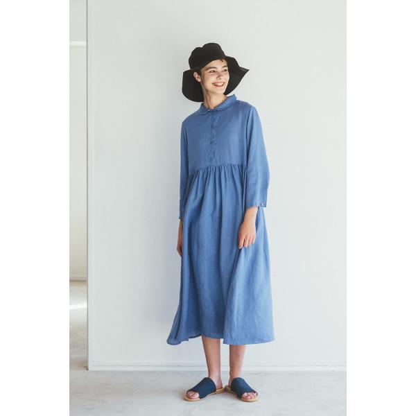 fog linen work 】 千鳥格子 リネン コートワンピース fog linen work