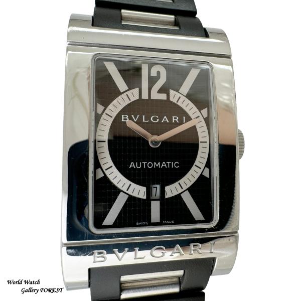 ブルガリ レッタンゴロ RT45S 革ベルト 自動巻き ブラック メンズ 腕時計 BVLGARI（ブルガリ） レッタンゴロ RT45S 中古 メンズ腕時計 自動巻き