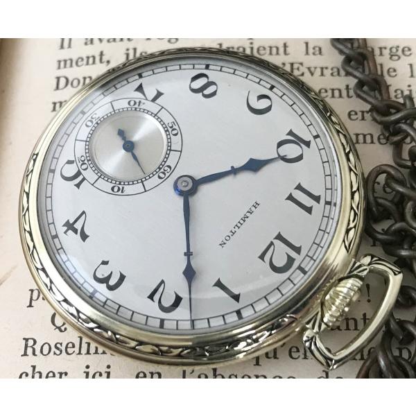 ハミルトン　懐中時計　アンティーク　ビンテージ ハミルトン アンティーク 懐中時計 彫刻ケース 手巻き 1927s : 時計