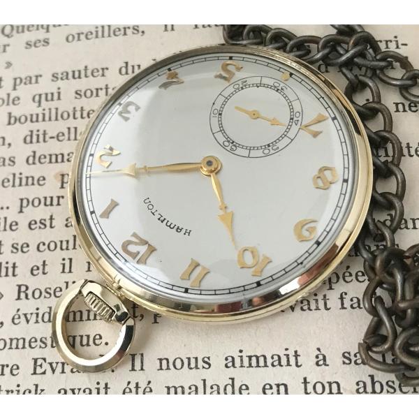 OH済 ハミルトン HAMILTON アンティーク 懐中時計 オープンケース 手