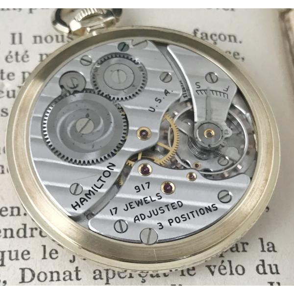 OH済 ハミルトン HAMILTON アンティーク 懐中時計 オープンケース 手