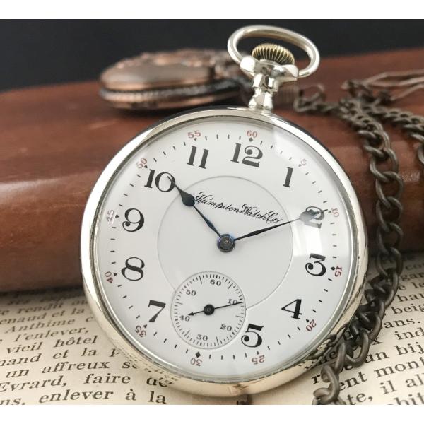 カ*ジ様 阪061 Hampden 懐中時計 手巻 スモセコ 稼働 アンティーク カ*ジ様 阪061 Hampden 懐中時計 手巻 スモセコ 稼働 アンティーク