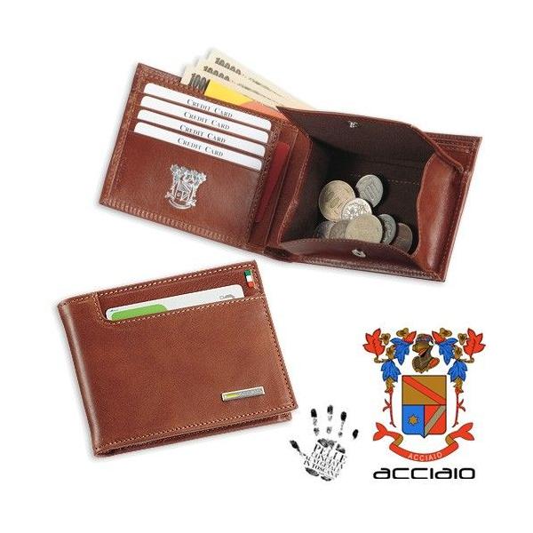 ACCIAIO イタリア製ベジタブルタンニングレザー二つ折り 財布