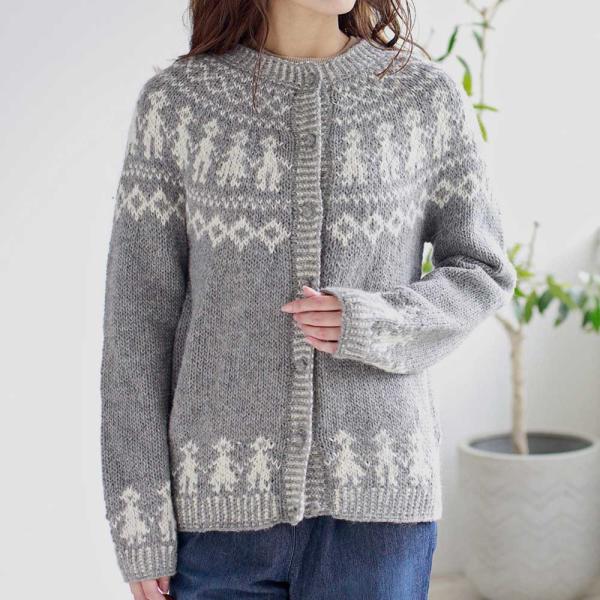 ペルー製 カーディガン キッズ柄 アルパカ 手編み レディース warawara