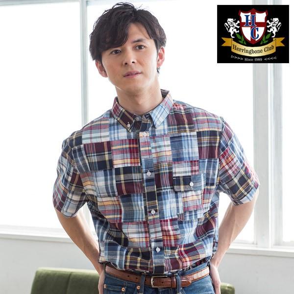 パッチワーク マドラスチェック シャツ 半袖シャツ 柄シャツ メンズ 男性用 Herringbone Club ヘリンボーンクラブ セール対象 Glencheck 通販 Paypayモール