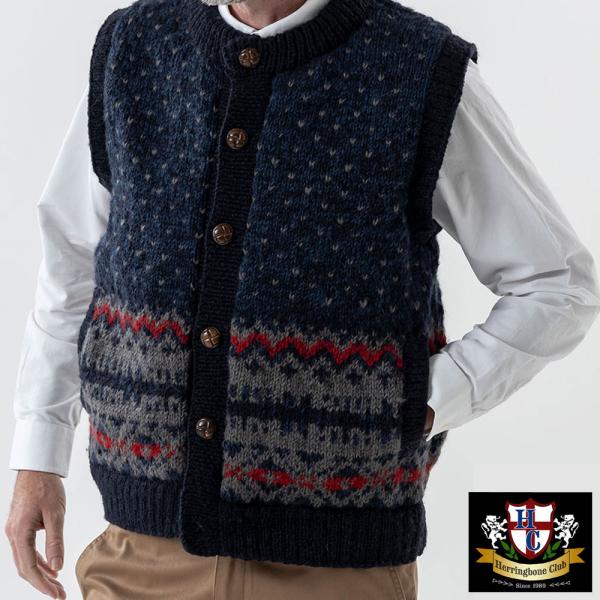 Herringbone Club ヒマラヤニット 手編み ベスト ニットベスト メンズ