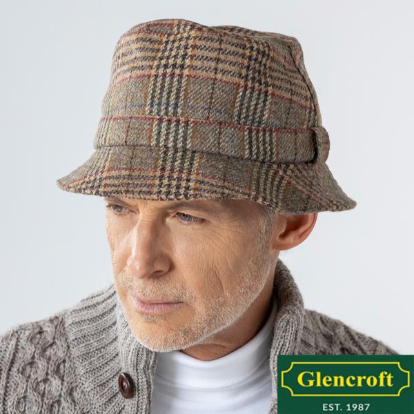英国製ヨークシャーツイードクラッシャブルハット メンズ ブラウン  男性 帽子 Glencroft/グレンクロフト送料無料