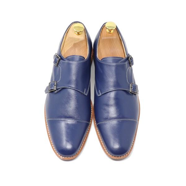 GLENFORD 本革 ハンドメイド スムース ダブルモンクストラップ モンク 