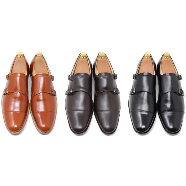 GLENFORD 本革 ハンドメイド スムース ダブル モンクストラップ ブラック ダークブラウン ライトブラウン モンクストラップ ビジネスシューズ レザー 301