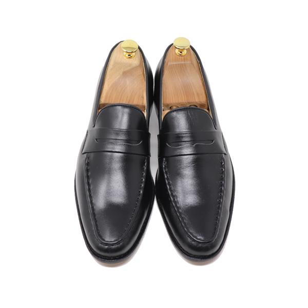 GLENFORD 本革 スムース ローファー メンズ スリッポン ハンドメイド マッケイ製法 メンズ 革靴 ブラック 300