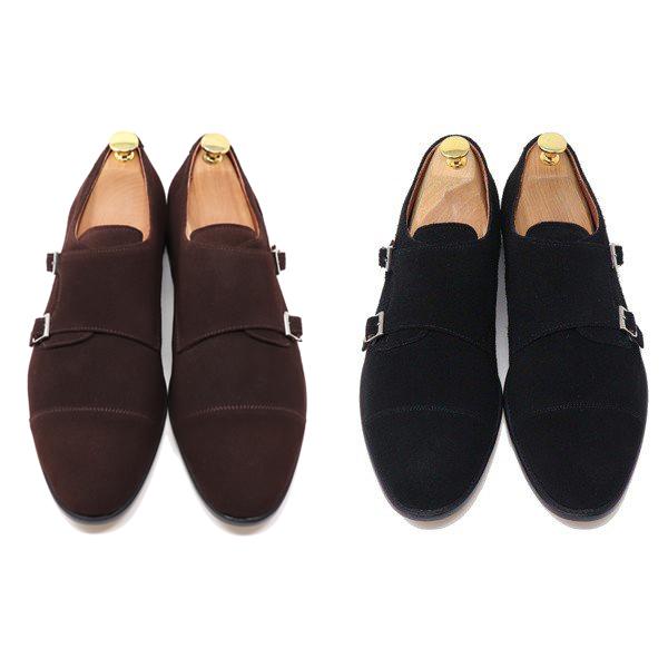 GLENFORD 本革 スエード ダブル モンクストラップ ビジネス GLENFORD 本革 スエード ダブル モンクストラップ ビジネス