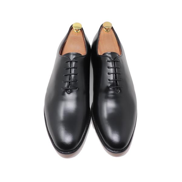 GLENFORD ハンドメイド 本革 革底 ホールカット ブラック レザーソール