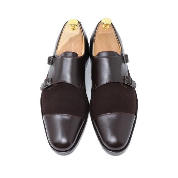 GLENFORD 本革 スエード/スムース ダブルモンクストラップ 異素材